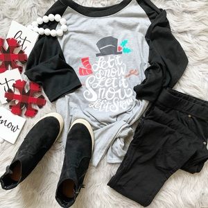 Let It Snow Baseball Tee